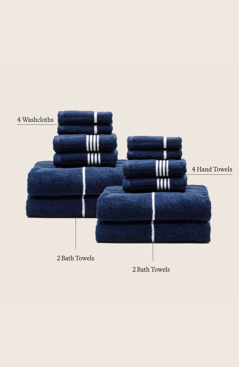 Italic Miramar Bath Towel Family Set, Alternate, color, Navy / White