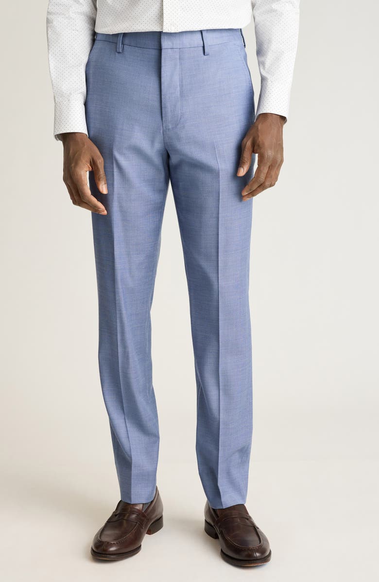Bonobos Jetsetter Flat Front Stretch Wool Suit Pants, Main, color, 1 Blue Sharkskin
