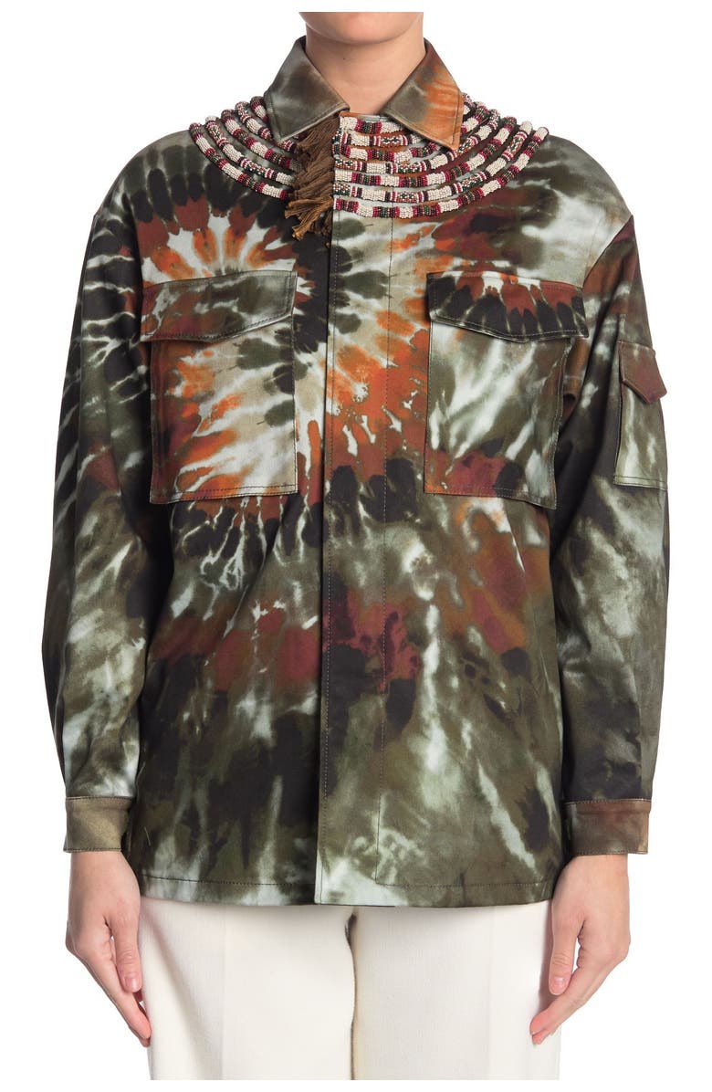 Valentino Caban Embellished Tie Dye Jacket, Alternate, color,
