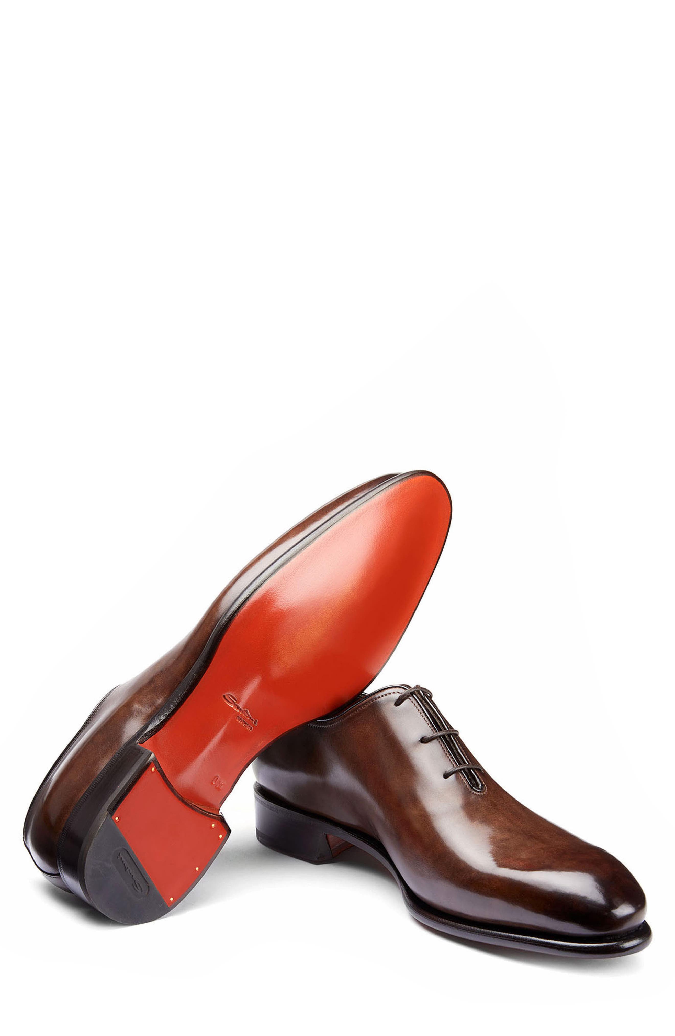 Santoni People Plain Toe Oxford, Alternate, color, Dark Brown