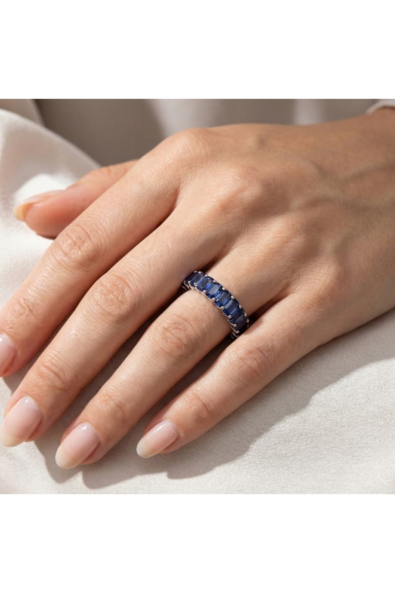 2.50Ct Blue Sapphire Wedding Anniversary Ring Stackable 14k Gold Band, Alternate, color, 14k White Gold