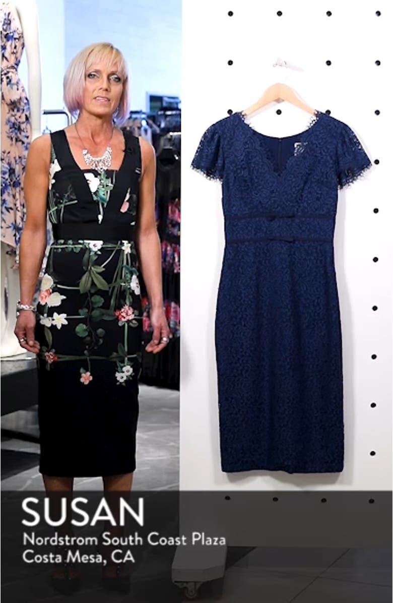 Ginger Rosebud Lace Sheath Dress, sales video thumbnail