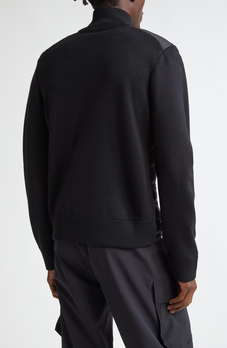 Moncler Maglia Mixed Media Cardigan, Alternate, color, Black