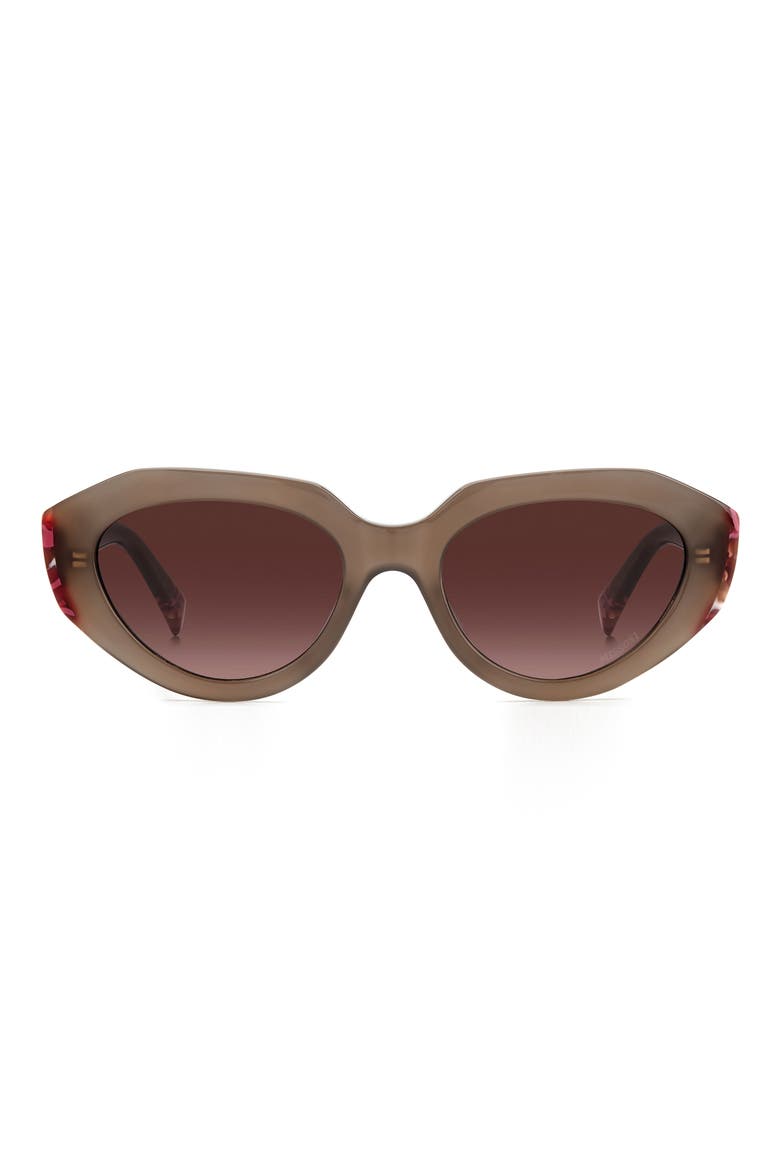 53mm Round Sunglasses, Main, color, BEIGE/ BURGUNDY SHADED