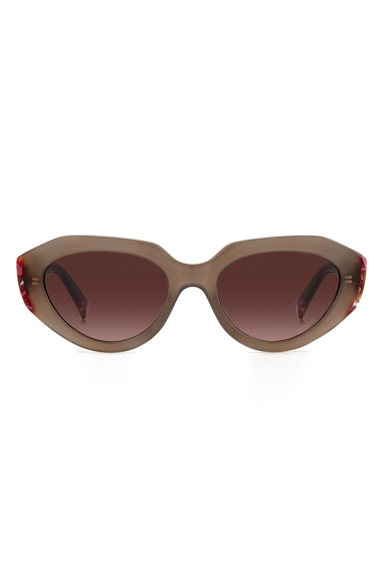 Missoni 53mm Round Sunglasses, Main, color, Beige/ Burgundy Shaded