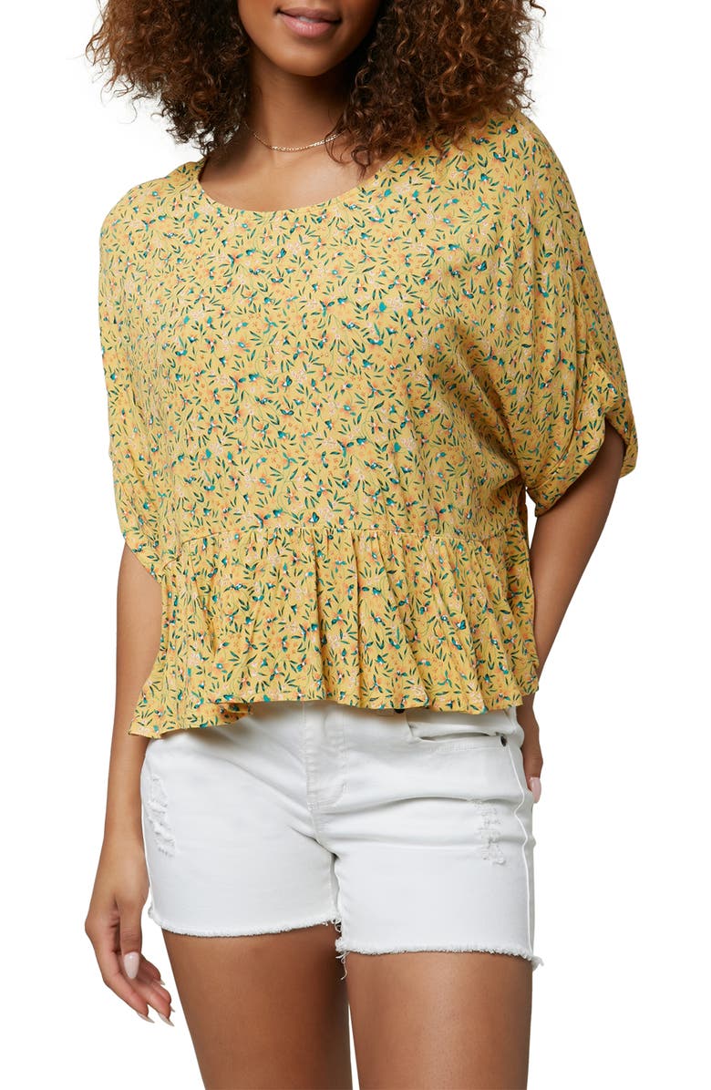 O'Neill Wynde Flounce Hem Floral Woven Top, Main, color,