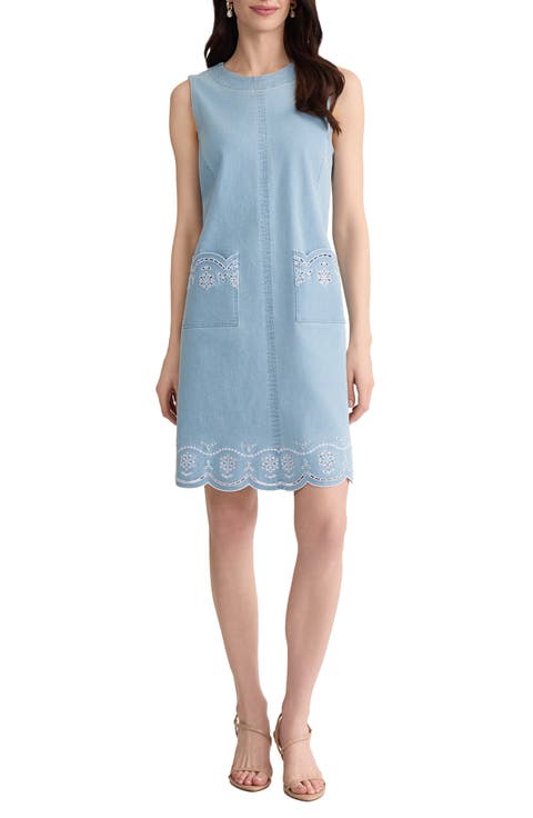 Eyelet Embroidery Sleeveless Minidress
