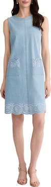 Jones New York Eyelet Embroidery Sleeveless Minidress