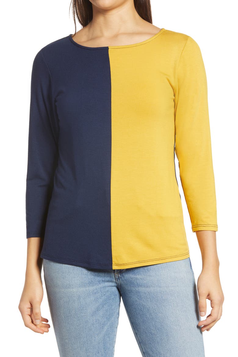 Colorblock Top, Main, color, NAVY/ YELLOW