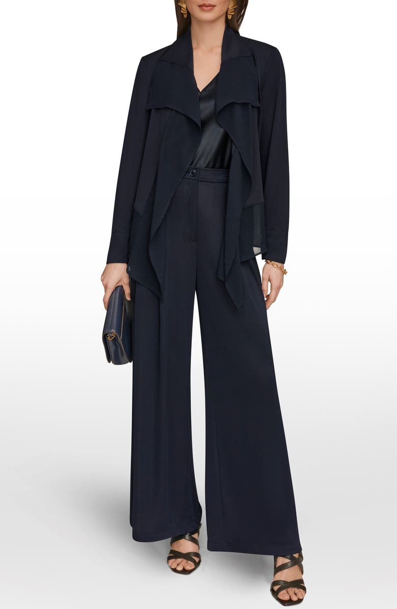 Donna Karan New York Mixed Media Open Front Jacket, Alternate, color, Nightfall
