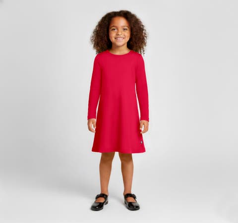 Girl's Soft 100% Cotton Baby Rib Long Sleeve Dress (Toddler/Kids)