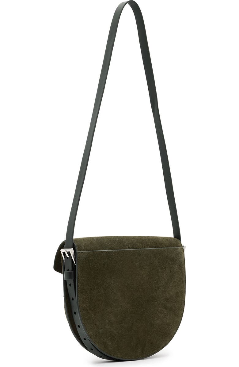 AllSaints Miro Suede Saddle Bag, Alternate, color,