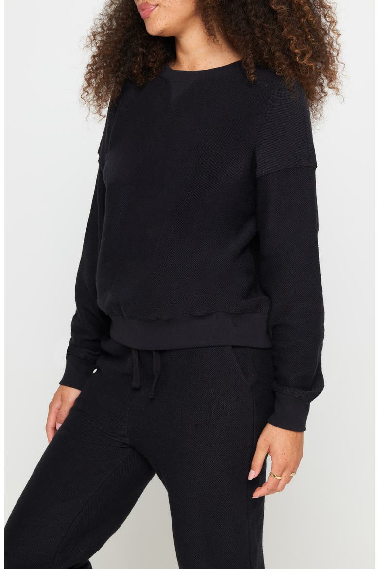 Andi Waffle Fleece Sweatshirt, Alternate, color, VINTAGE BLACK