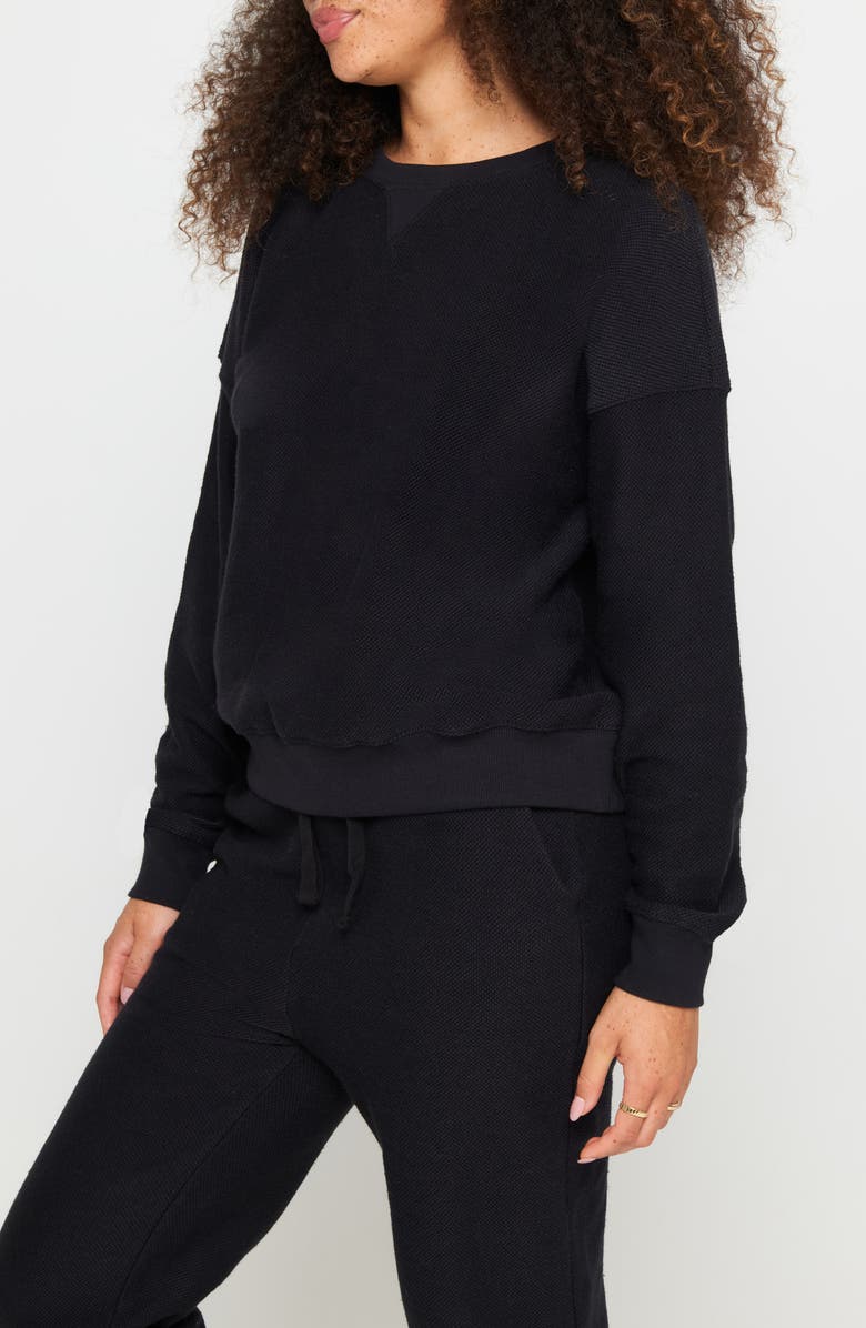 Spiritual Gangster Andi Waffle Fleece Sweatshirt, Alternate, color, Vintage Black