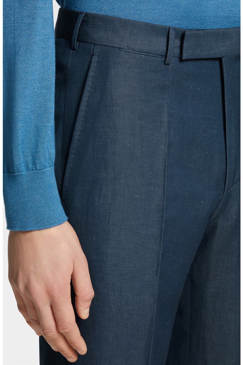 Trofeo Wool & Linen Pants, Alternate, color, DARK TEAL BLUE