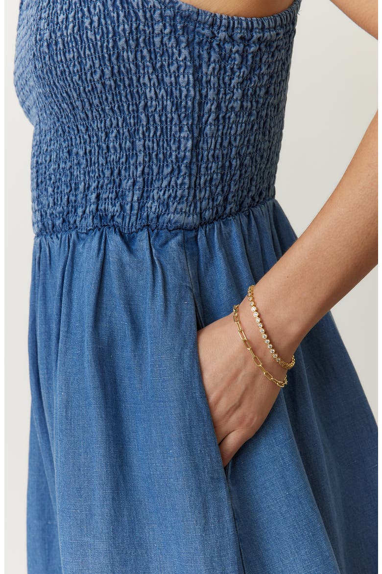 Selene Smocked Sleeveless Maxi Dress, Alternate, color, MED WASH