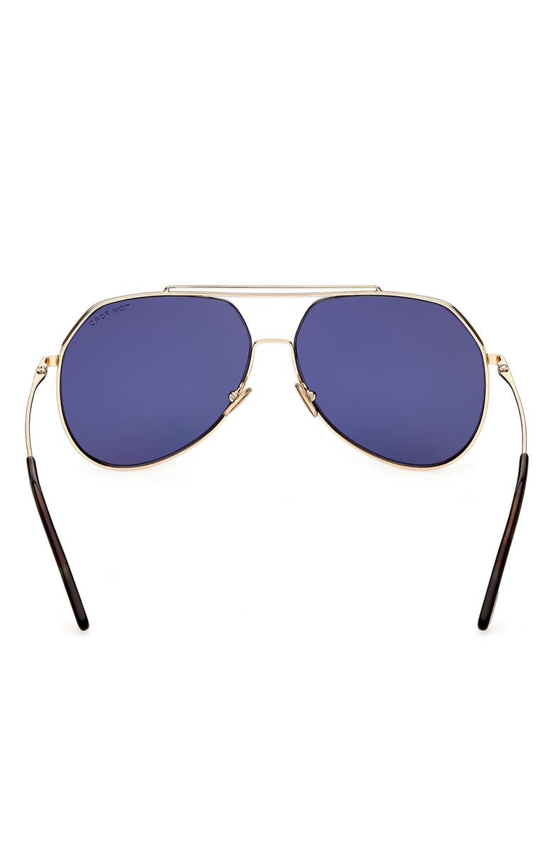 TOM FORD Liam 61mm Navigator Sunglasses, Alternate, color, Shiny Rose Gold / Blue