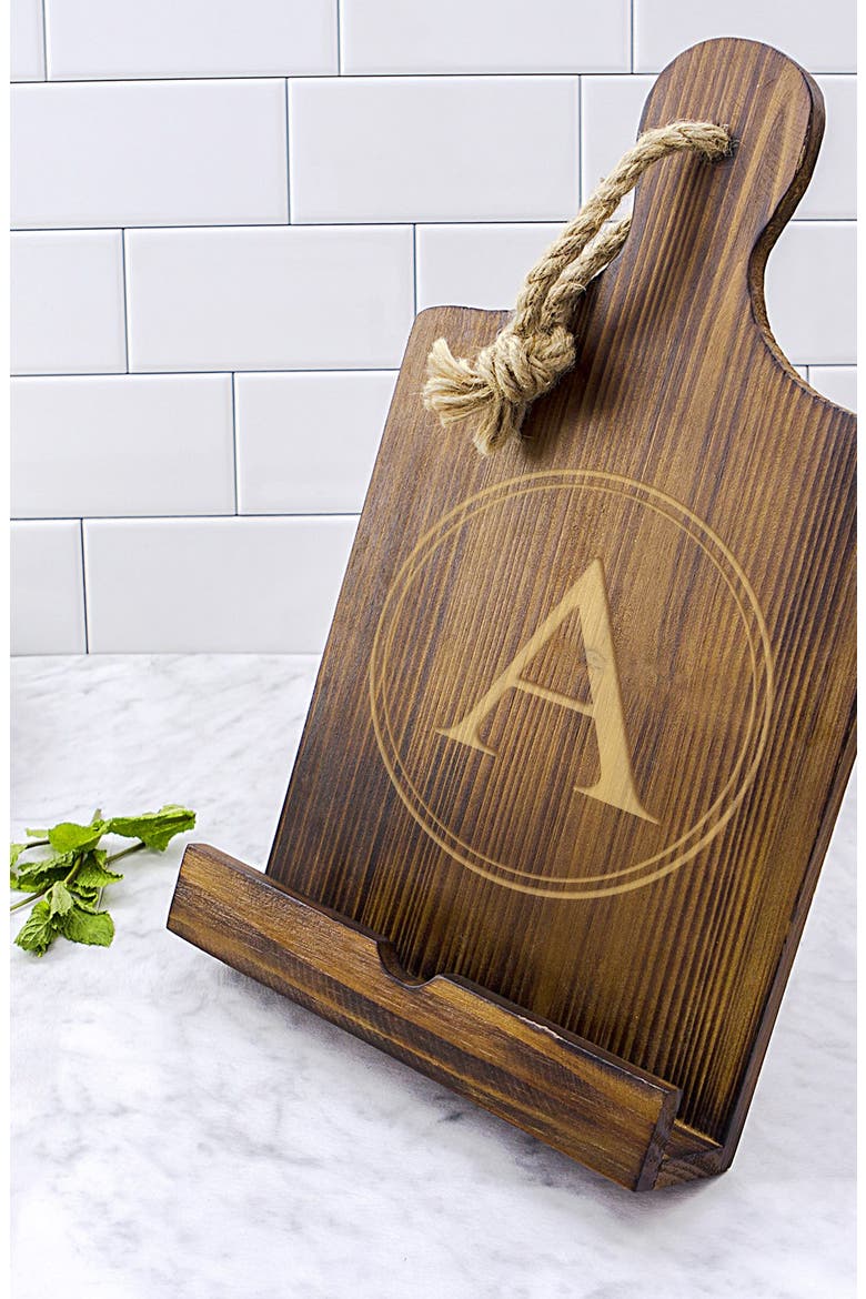 Monogram Wood Tablet/Book Stand, Alternate, color, WHITE - BLANK