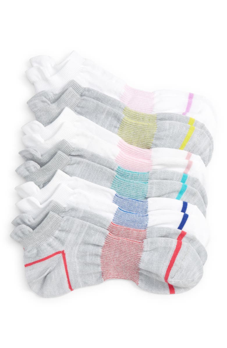 Zella Girl Kids' Assorted 6-Pack Sport Tab No-Show Socks, Main, color,
