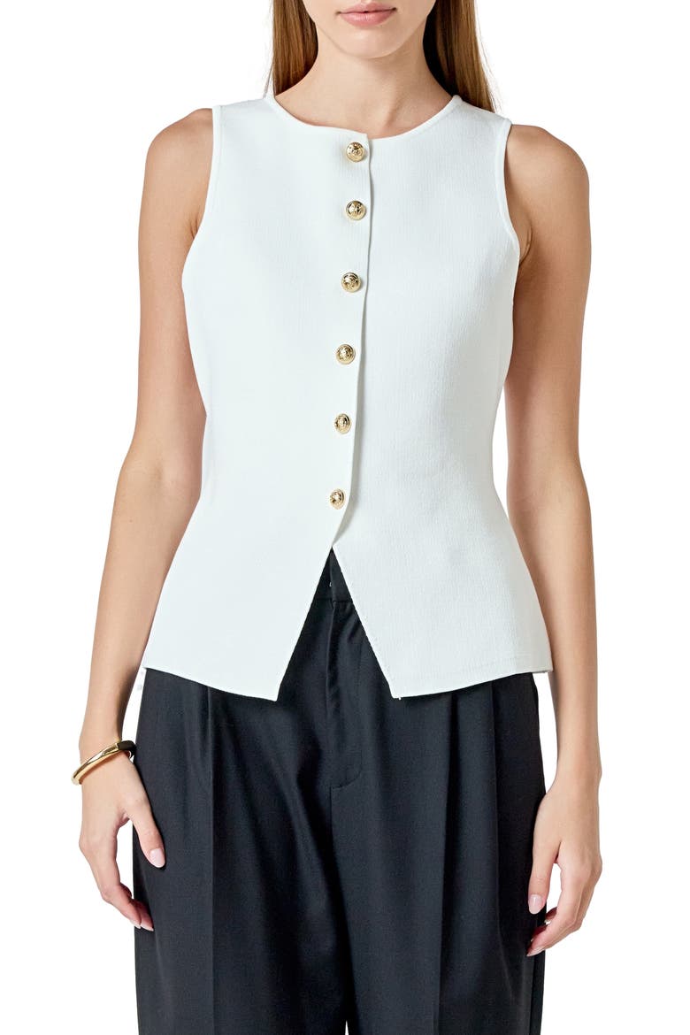 Knit Button-Up Vest, Main, color, CREAM