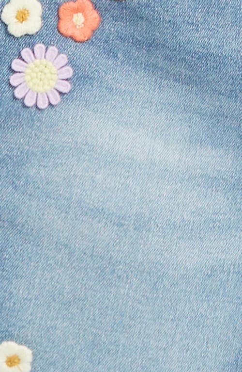 Shop Tractr Kids' Floral Patch Denim Cutoff Shorts In Indigo