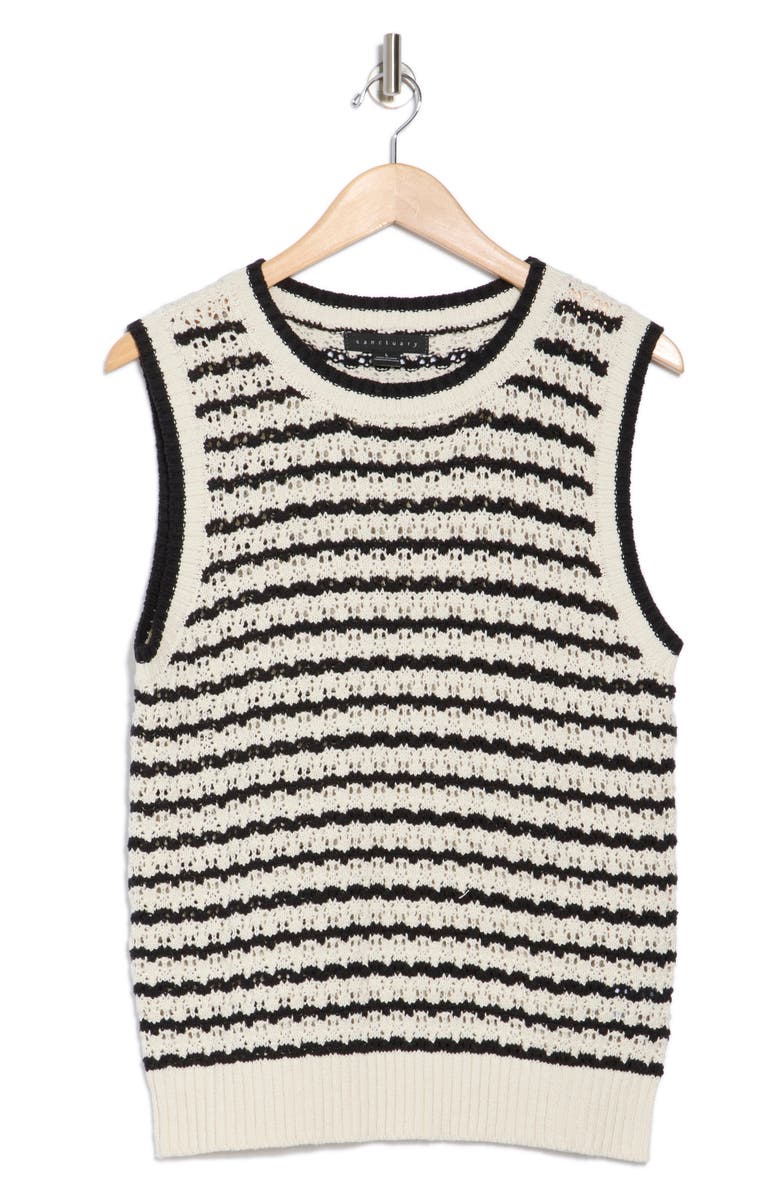 Sanctuary Stripe Cotton Sweater Tank, Alternate, color, Natural Black