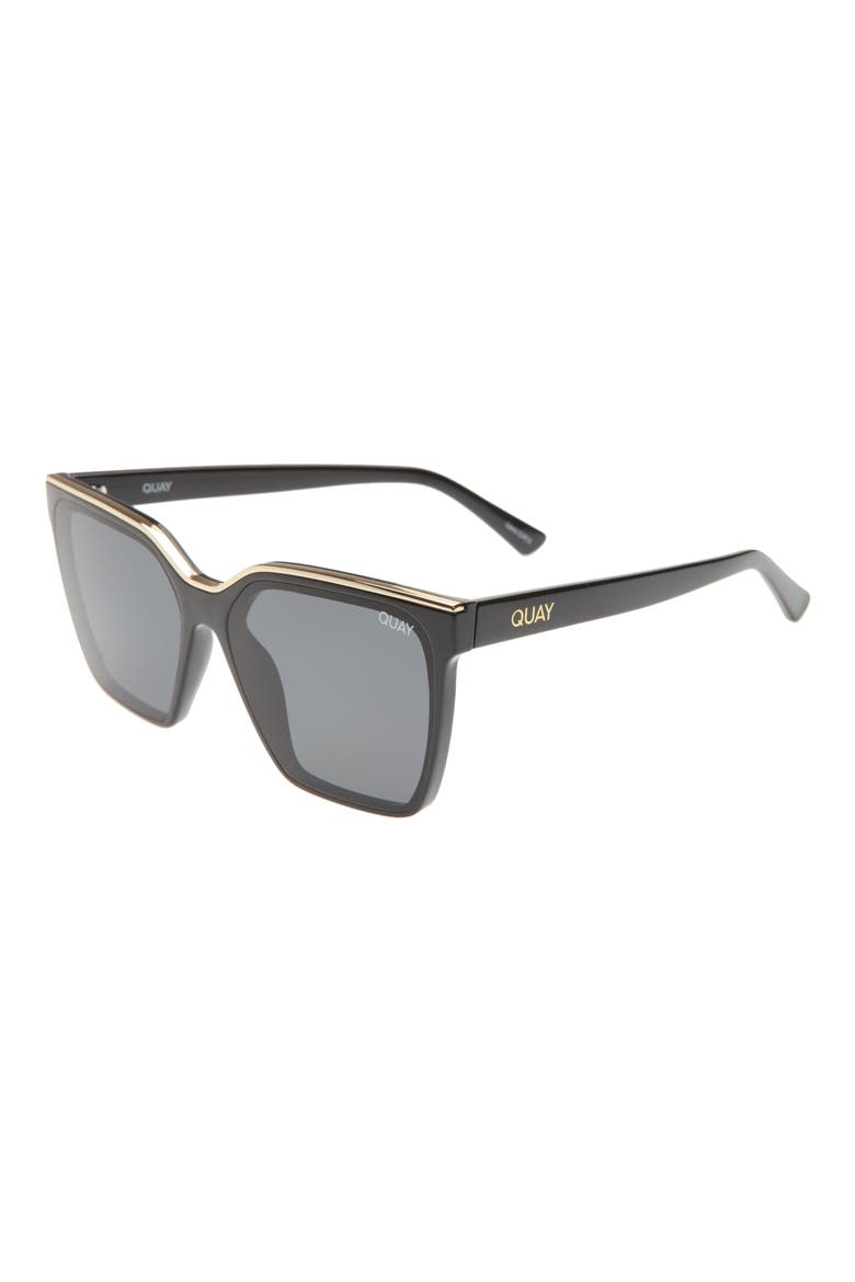Level Up 60mm Square Polarized Sunglasses, Alternate, color, BLKGLD SMKPOL