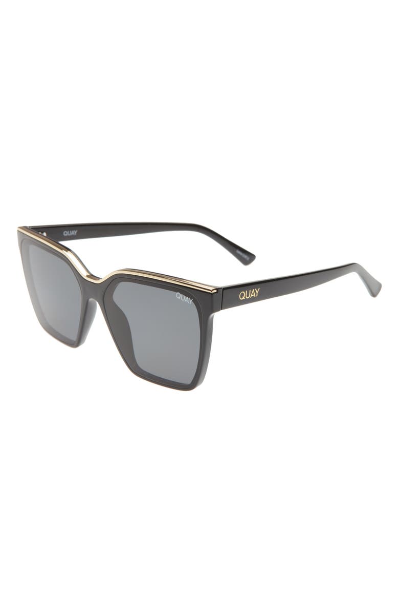 QUAY Level Up 60mm Square Sunglasses, Alternate, color, Black Gold / Smoke Polarized