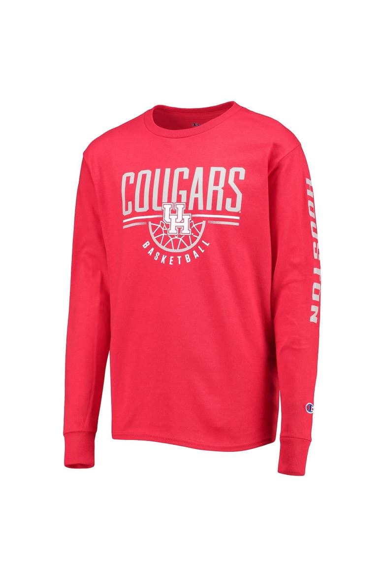 Youth Champion Red Houston Cougars Basketball Long Sleeve T-Shirt, Alternate, color, Red
