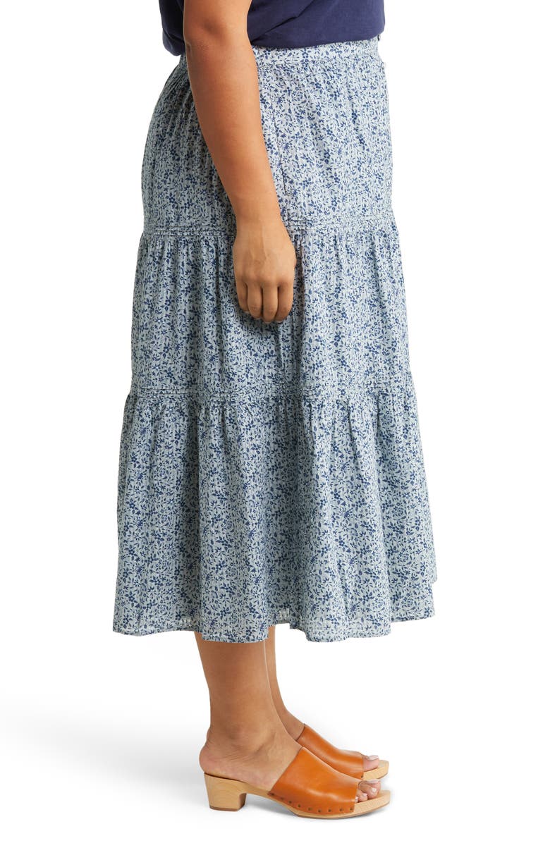 Madewell Florentine Floral Button Front Tiered Maxi Skirt, Alternate, color, 