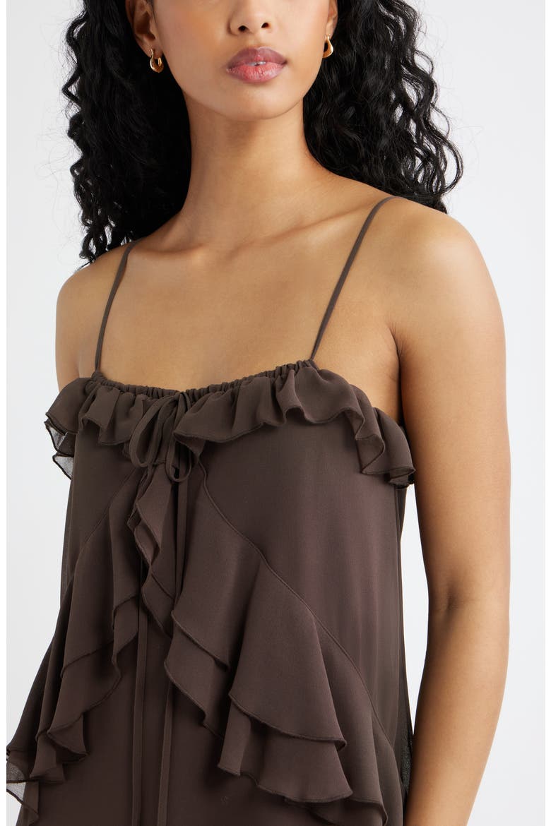 Ruffle Chiffon Minidress, Alternate, color, BROWN SEAL