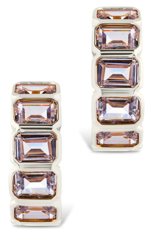 Sterling Forever Nyssa Baguette Cubic Zirconia Hoop Earrings
