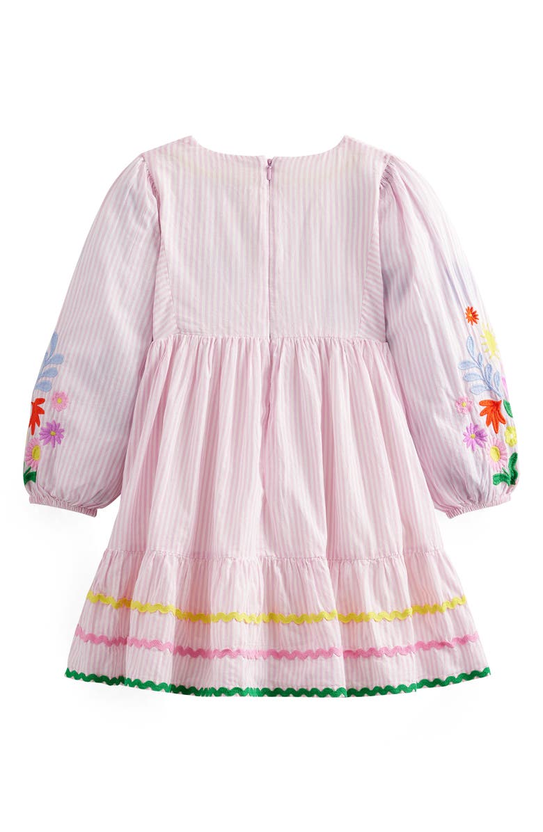 Mini Boden Kids' Embroidered Stripe Dress, Alternate, color, 