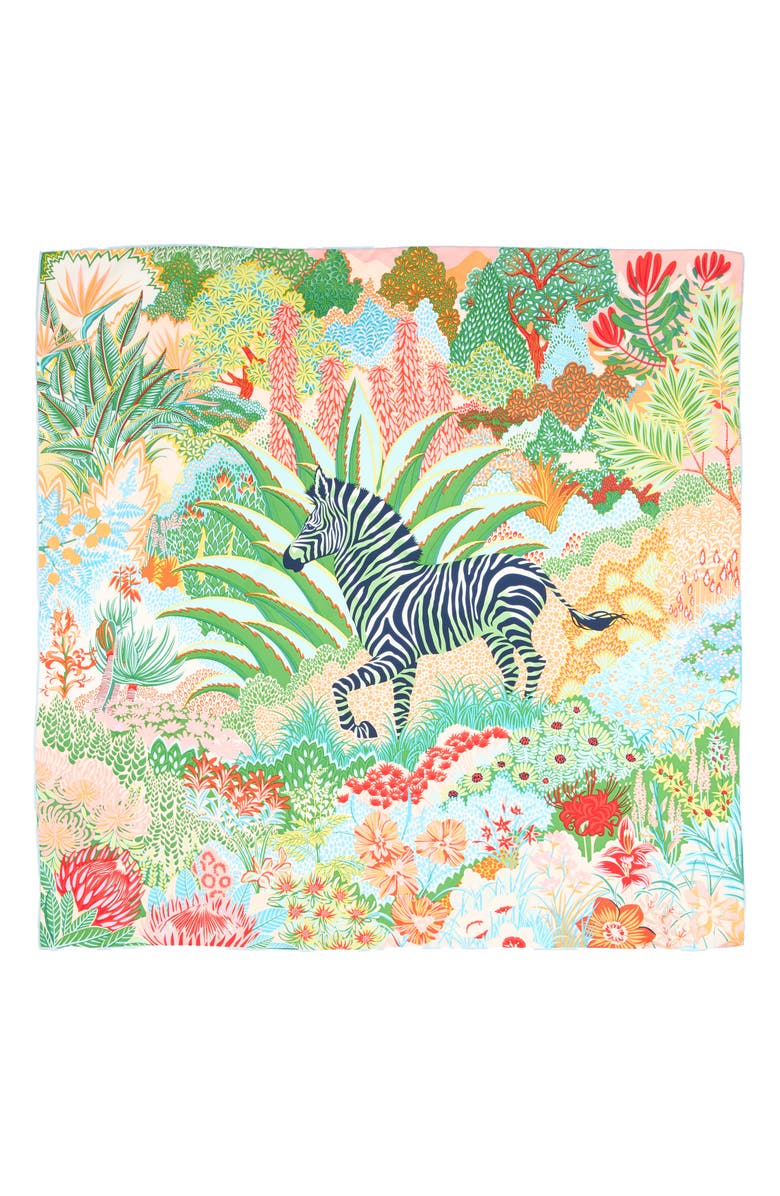 Viens Avec Moi Zebra in Jungle Silk Square Scarf, Alternate, color,
