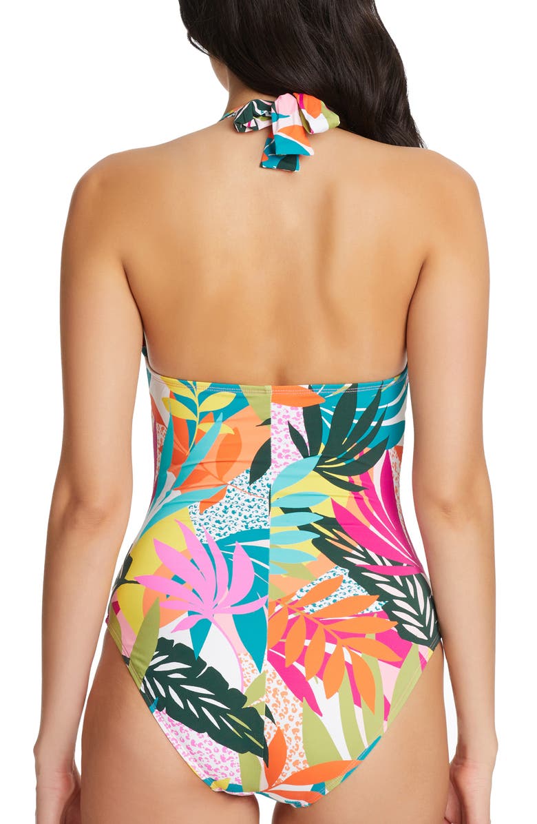BLEU by Rod Beattie Wild at Heart Halter One-Piece Swimsuit, Alternate, color,