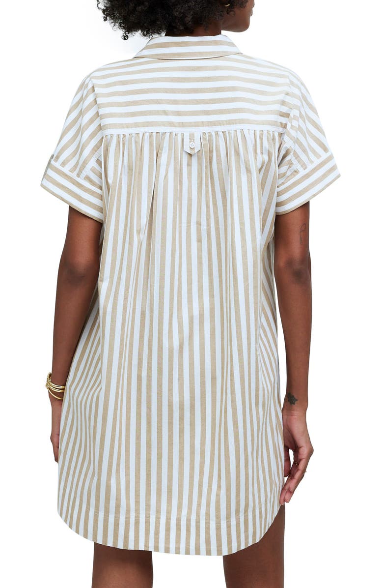 Madewell Collared Button Front Mini Shirtdress, Alternate, color, Seed Khaki
