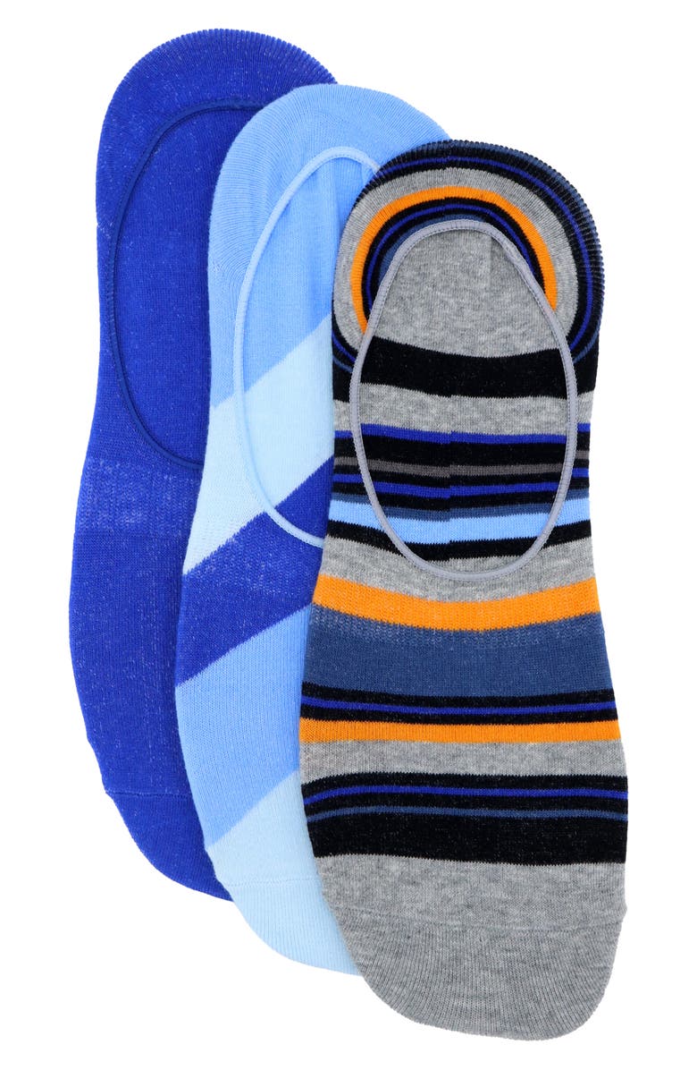 Lorenzo Uomo 3-Pack Assorted Ankle Socks, Main, color, Blue Multi