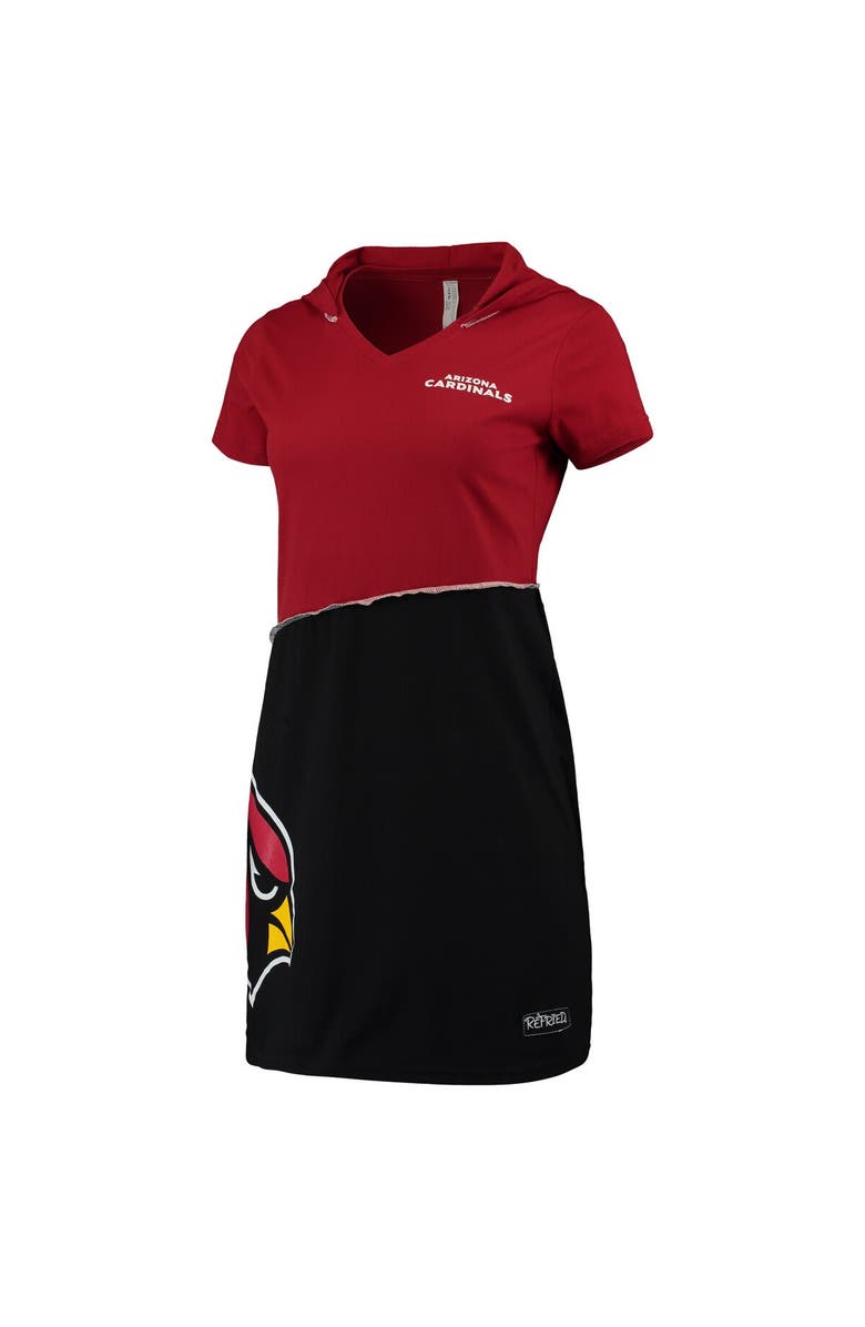 REFRIED APPAREL Women's Refried Apparel Cardinal/Black Arizona Cardinals Sustainable Hooded Mini Dress, Alternate, color, 