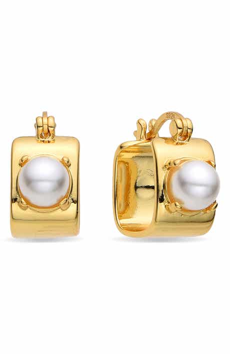 EYE CANDY LOS ANGELES Valentine Imitation Pearl Huggie Hoop Earrings