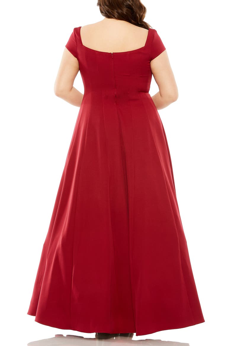 Cap Sleeve Square Neck Ballgown, Alternate, color, WINE
