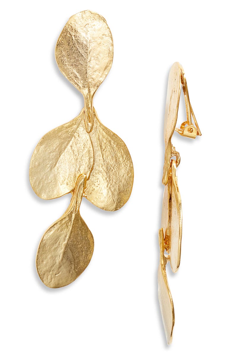 Kenneth Jay Lane Leaf Drop Earrings, Main, color, 