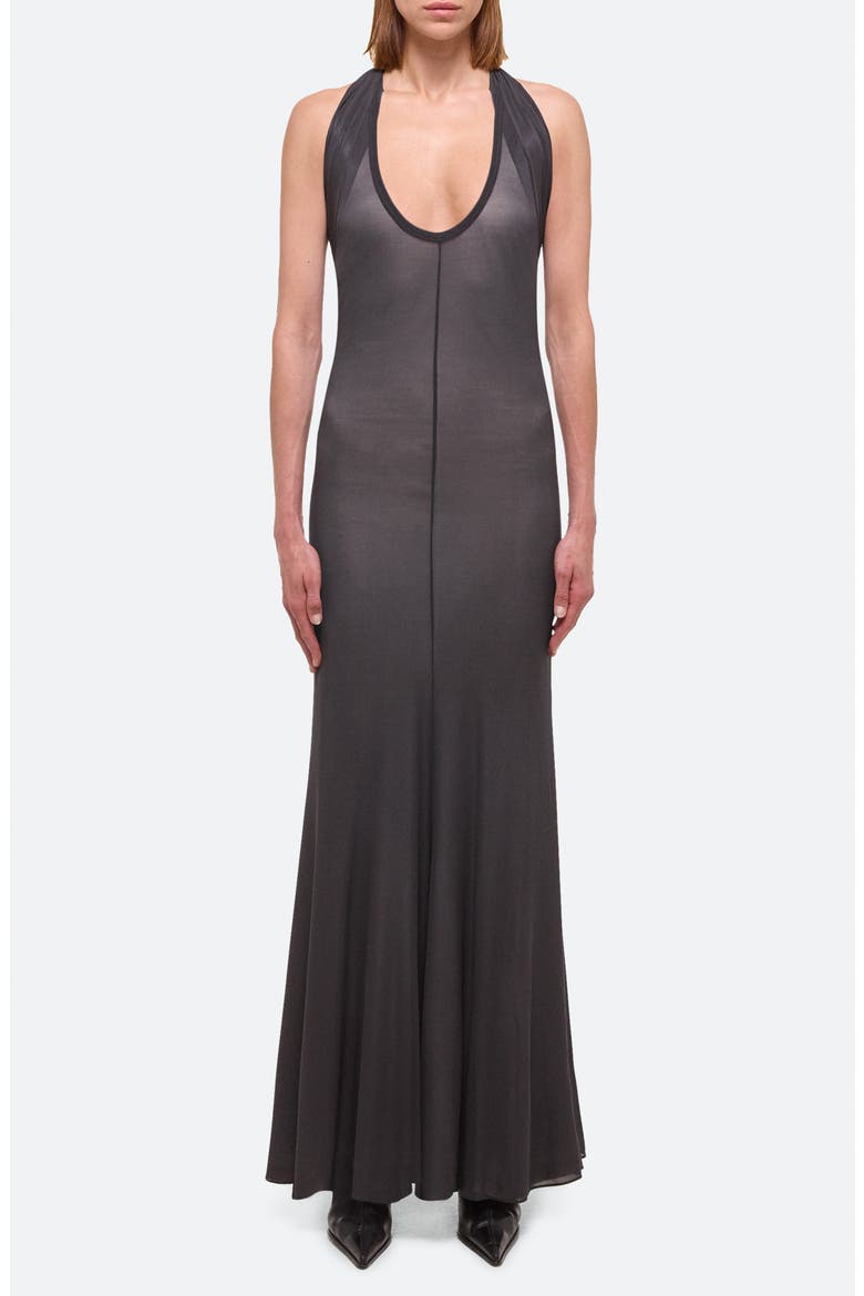 Dancer Plunge Neck Halter Maxi Dress, Main, color, BLACK SAND - 22N