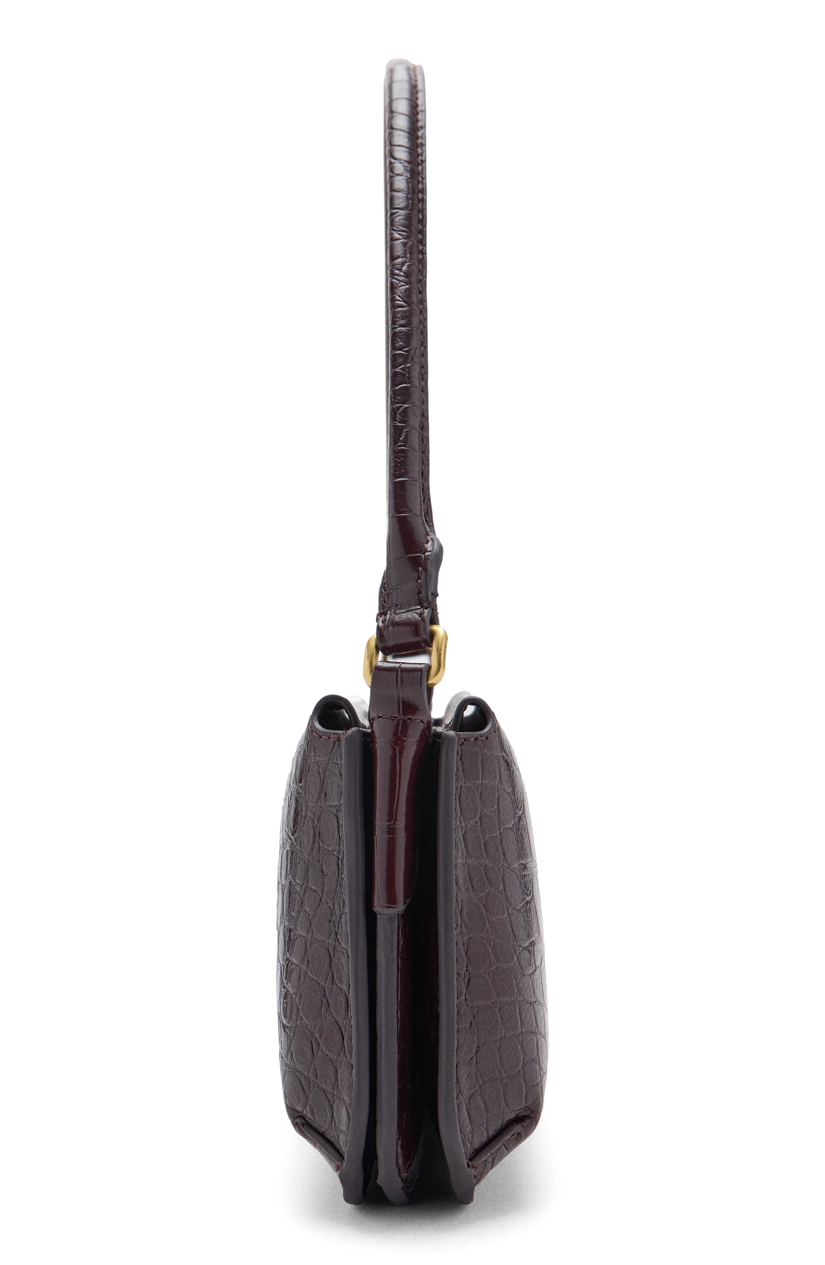 Habana Croc Embossed Faux Leather Shoulder Bag, Alternate, color, BURGUNDY