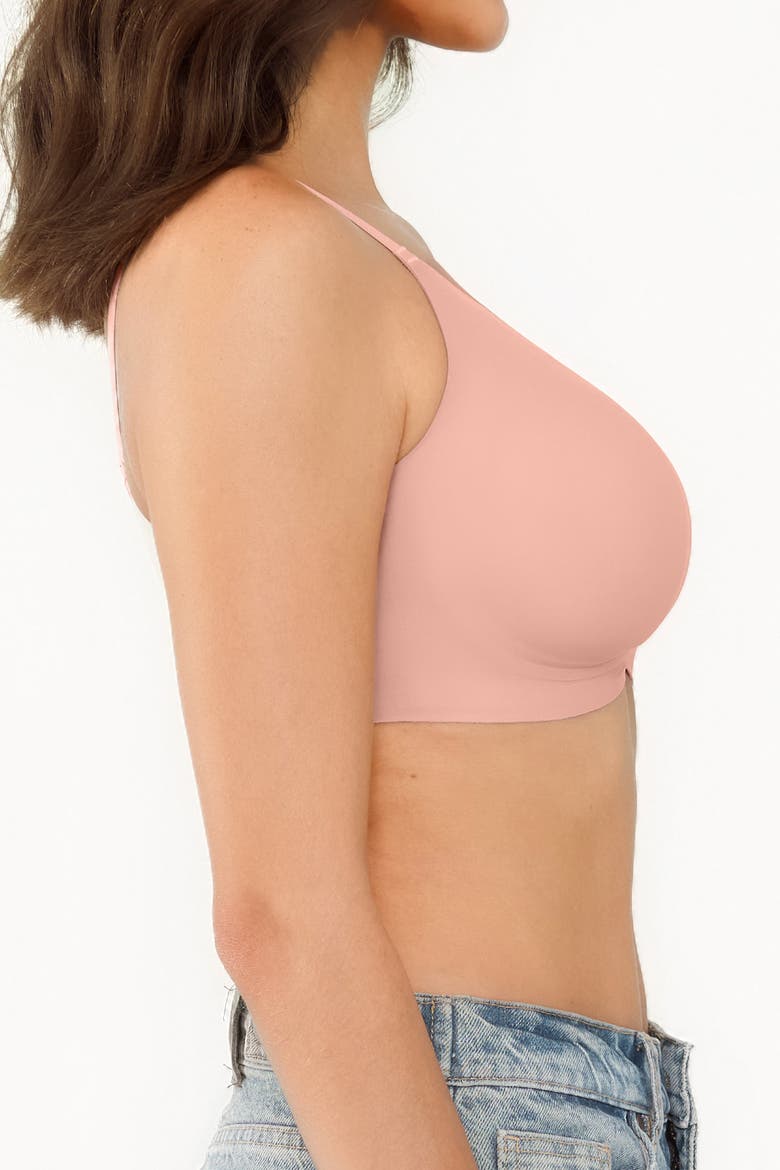 Seamless Wireless Jelly Leopard Contour Minimizer Support Bra, Alternate, color, Dusty Rose