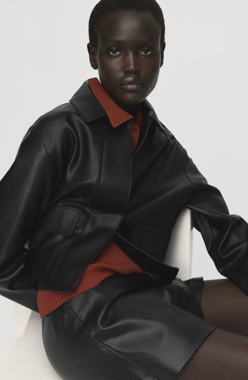 Mango Wrap Faux Leather Skort In Black