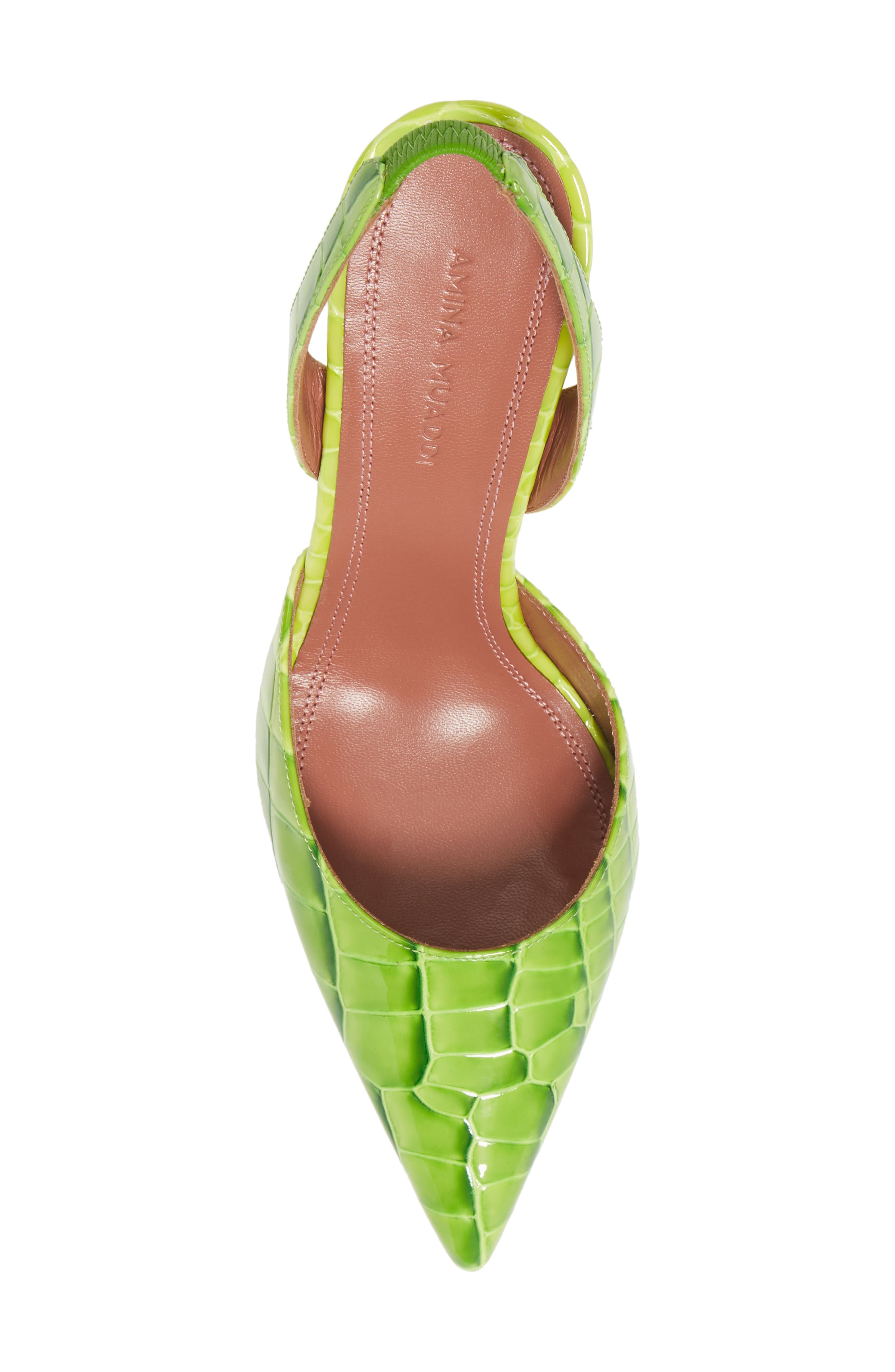 Amina Muaddi Holli Croc Embossed Slingback Pump, Alternate, color, 