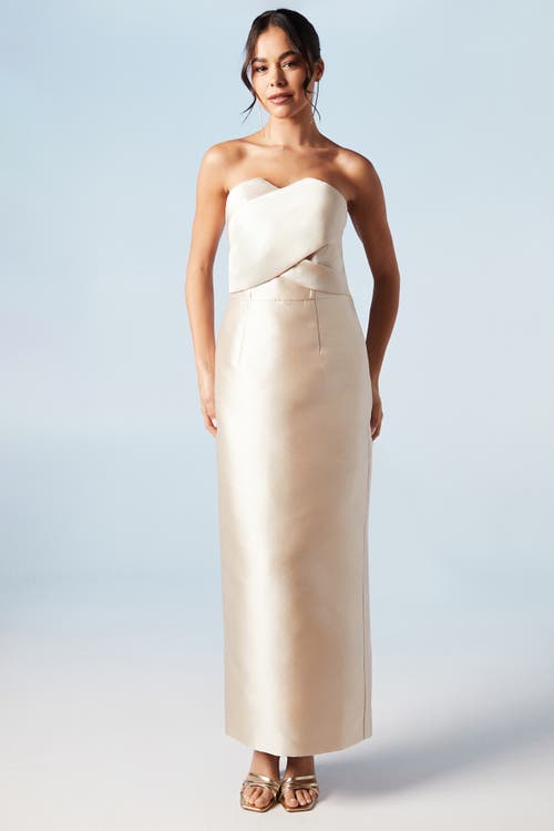 Coast Bandeau Twill Bow Back Bridesmaids Dress in Champagne, Size 6 – 44% Off