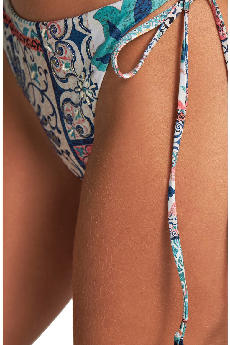 Side Tie Bikini Bottoms, Alternate, color, WHITE MULTI