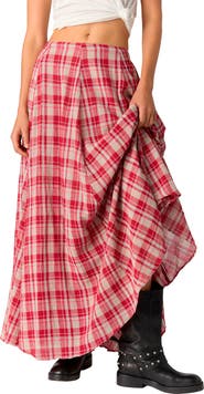 Free People Ives Plaid Maxi Skirt