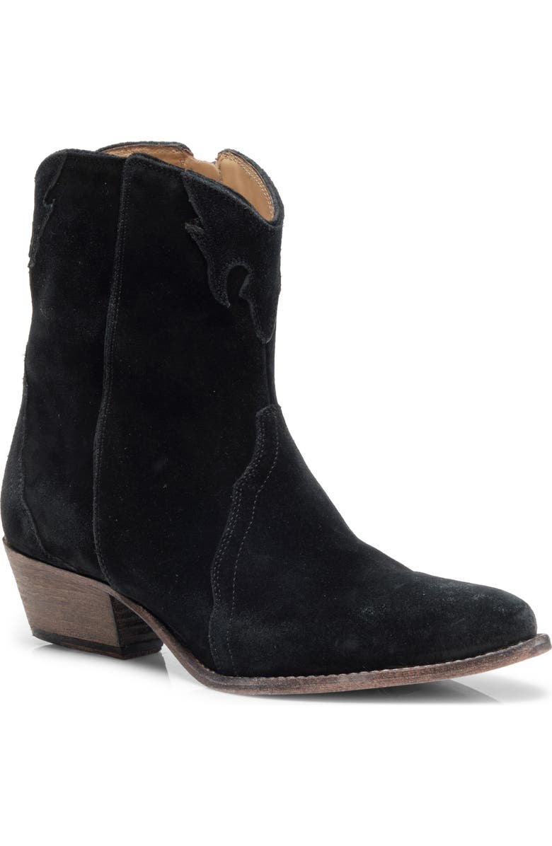 Free People New Frontier Western Bootie, Main, color, Black Suede